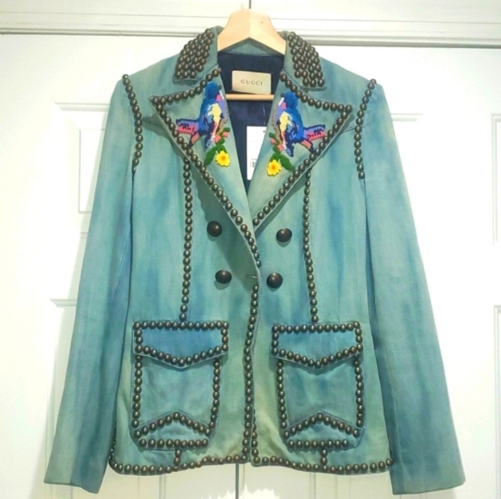 Gucci Studded Denim Blazer